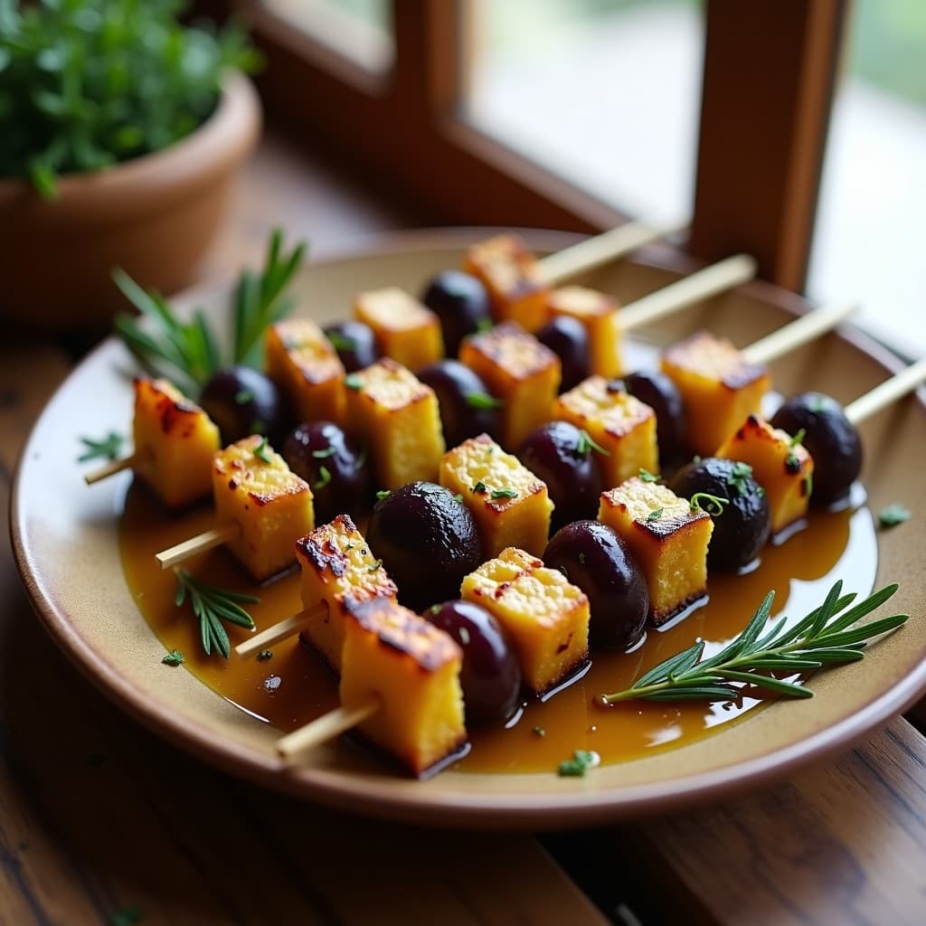 Brochetas de Berenjena en Escabeche y Aceitunas Kalamata: Aperitivo Griego en Airfryer