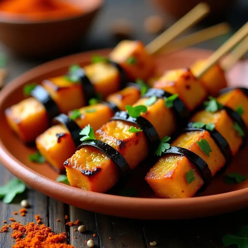 Brochetas Morunas de Berenjena y Garbanzos con Ras el Hanout: Receta Marroquí en Airfryer
