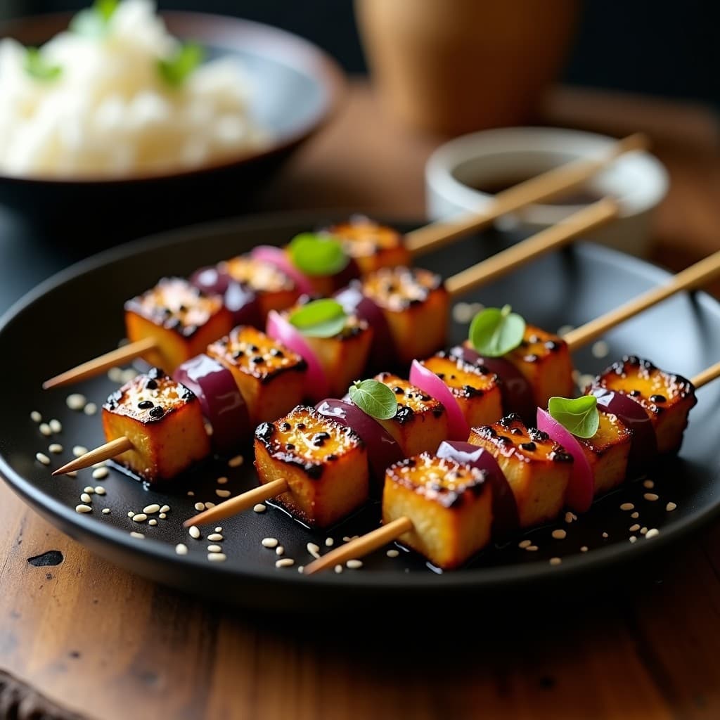 Brochetas de Berenjena Marinada en Miso y Sésamo: Entrante Japonés en Airfryer
