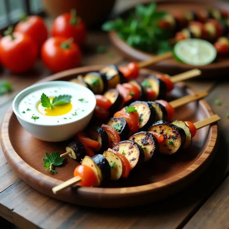 Brochetas de Berenjena y Berenjena Ahumada con Salsa de Yogur Griego: Receta Turca en Grill