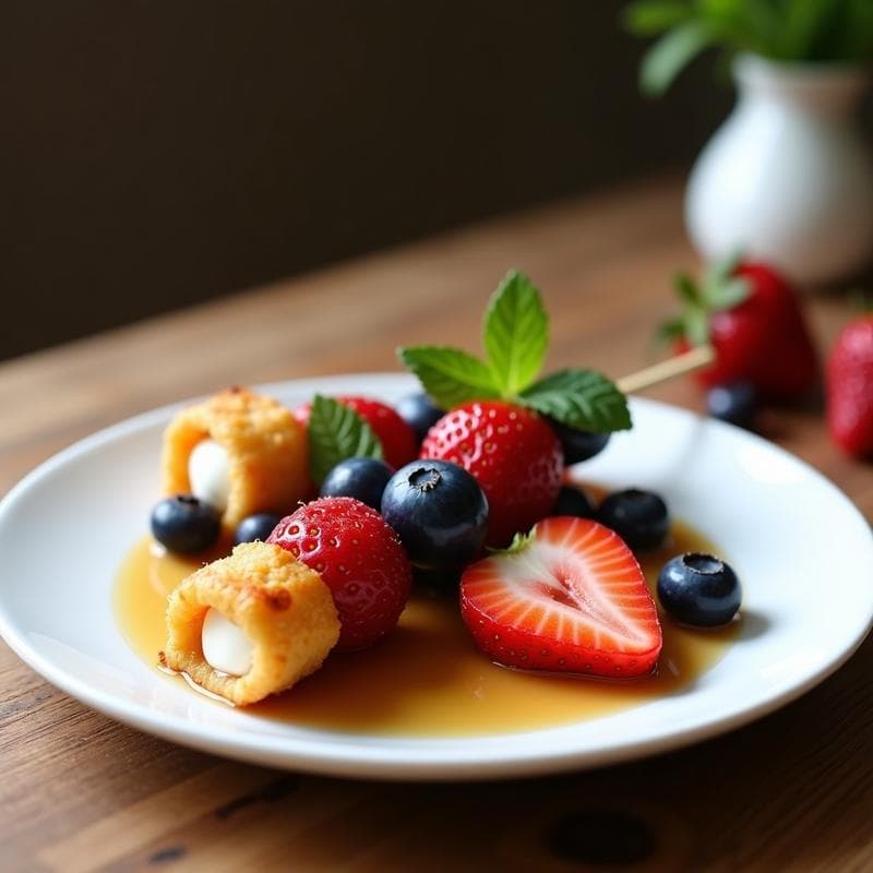 Brochetas de Berry y Mascarpone con Salsa de Vainilla: Postre Italiano en Airfryer