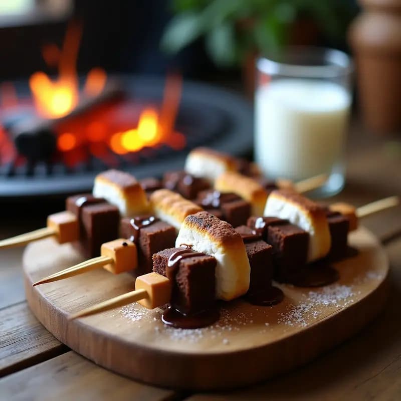 Brochetas de Brownies, Galletas y Malvaviscos a la Parrilla: Postre para Compartir