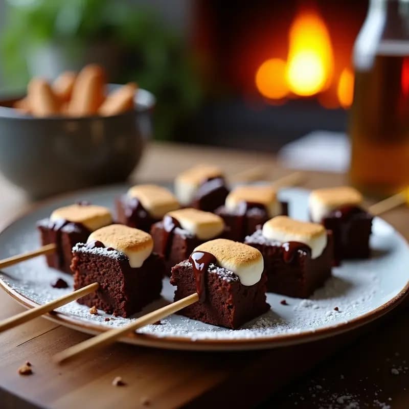 Brochetas de Brownies, Galletas y Marshmallows: Postre para Asar en la Barbacoa
