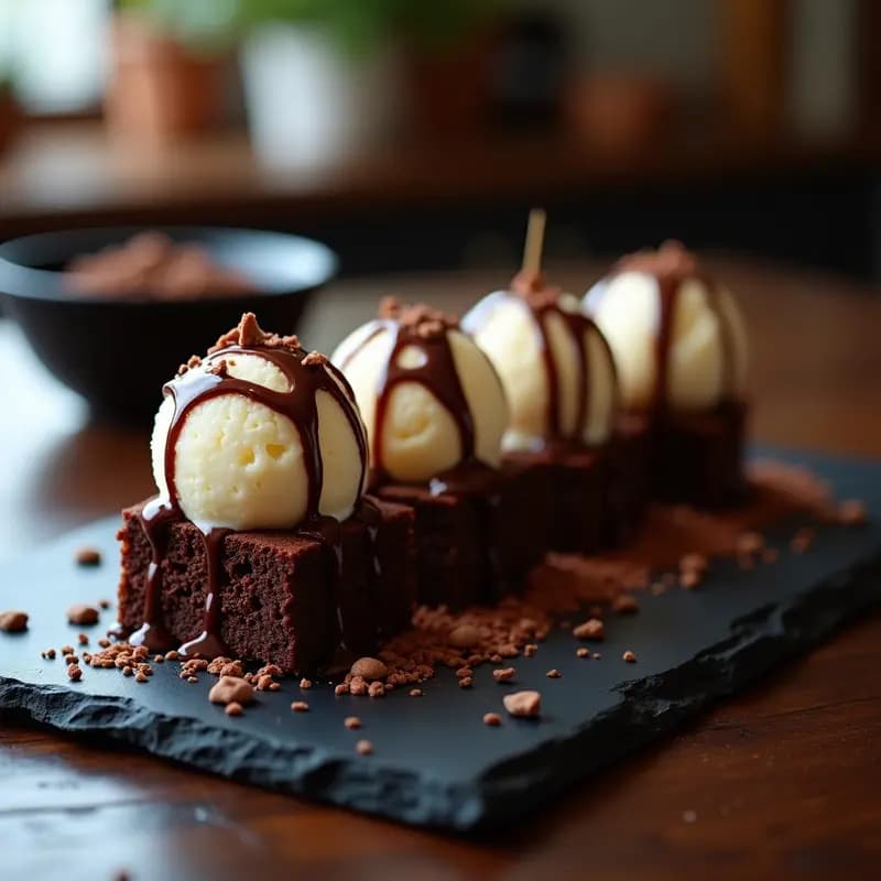 Brochetas de Brownies con Helado y Salsa de Chocolate Caliente: Postre para Morir de Felicidad