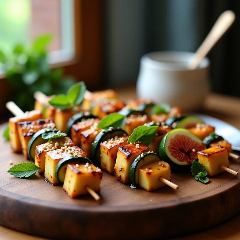 Brochetas de Calabacín, Halloumi y Higos: Receta en Barbacoa Dulce-Salada con Toque Chipriota
