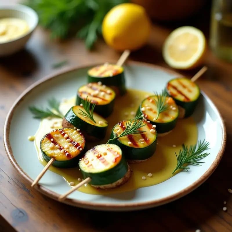 Brochetas de Calabacín y Halloumi con Marinada de Limón y Eneldo: Receta Griega en Grill
