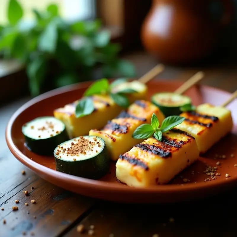 Brochetas de Calabacín y Halloumi con Marinada de Zaatar: Entrante Libanés en Grill en 15 Minutos