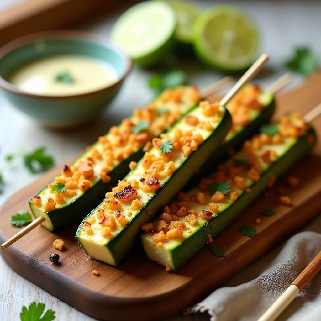 Brochetas de Calabacín Marinado en Macadamia y Lima: Entrante Australiano Vegano en Airfryer