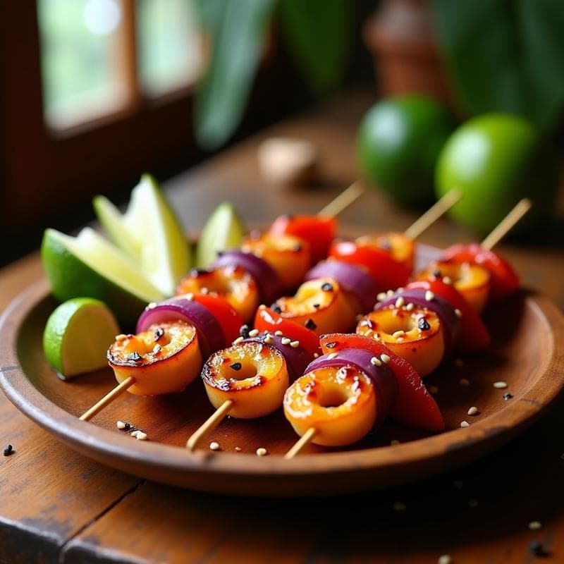 Brochetas de Calamar y Tamarindo con Glaseado de Miel de Abispa: Receta Costarricense en Airfryer