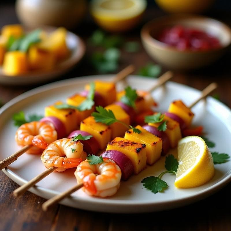 Brochetas de Camarón al Ají Amarillo con Piña Asada: Receta Peruana en Airfryer