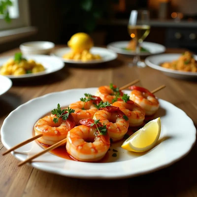Brochetas de Camarón al Ajillo y Melón Galia: Receta Española en Airfryer con Toque Dulce-Salado