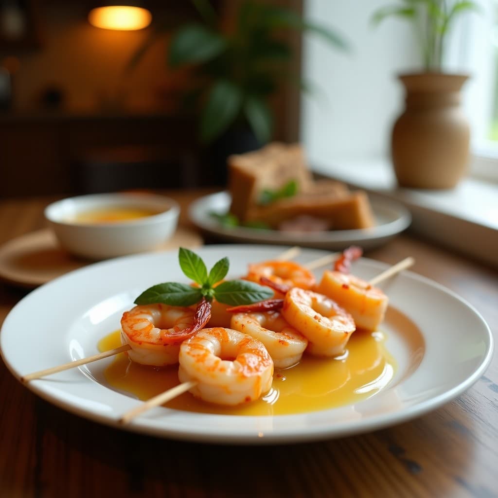 Brochetas de Camarón y Melón Cantalupo con Salsa de Albahaca: Aperitivo Italiano en 15 Minutos