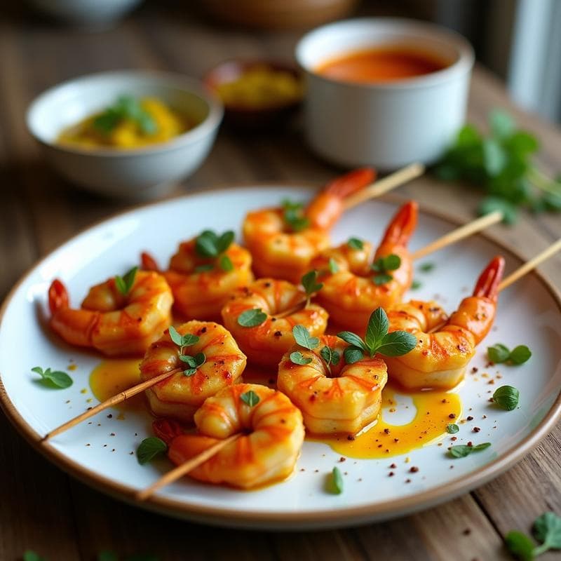Brochetas de Camarones Marinados en Leche de Coco y Cúrcuma: Receta en Airfryer con Toque Antiinflamatorio