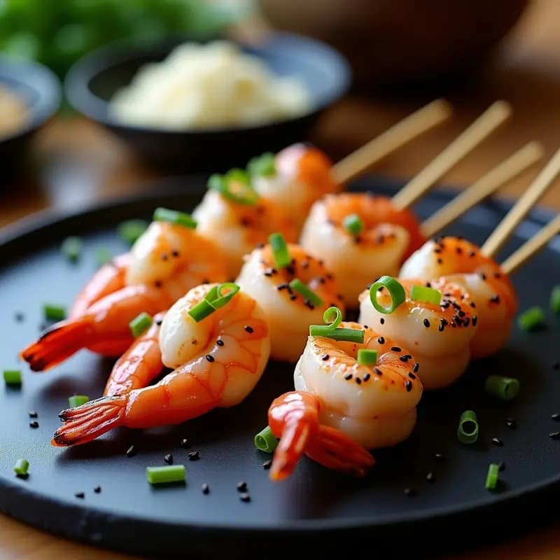 Brochetas de Camarones y Lychee con Glaseado de Soja: Receta Fusion Asiática en Grill
