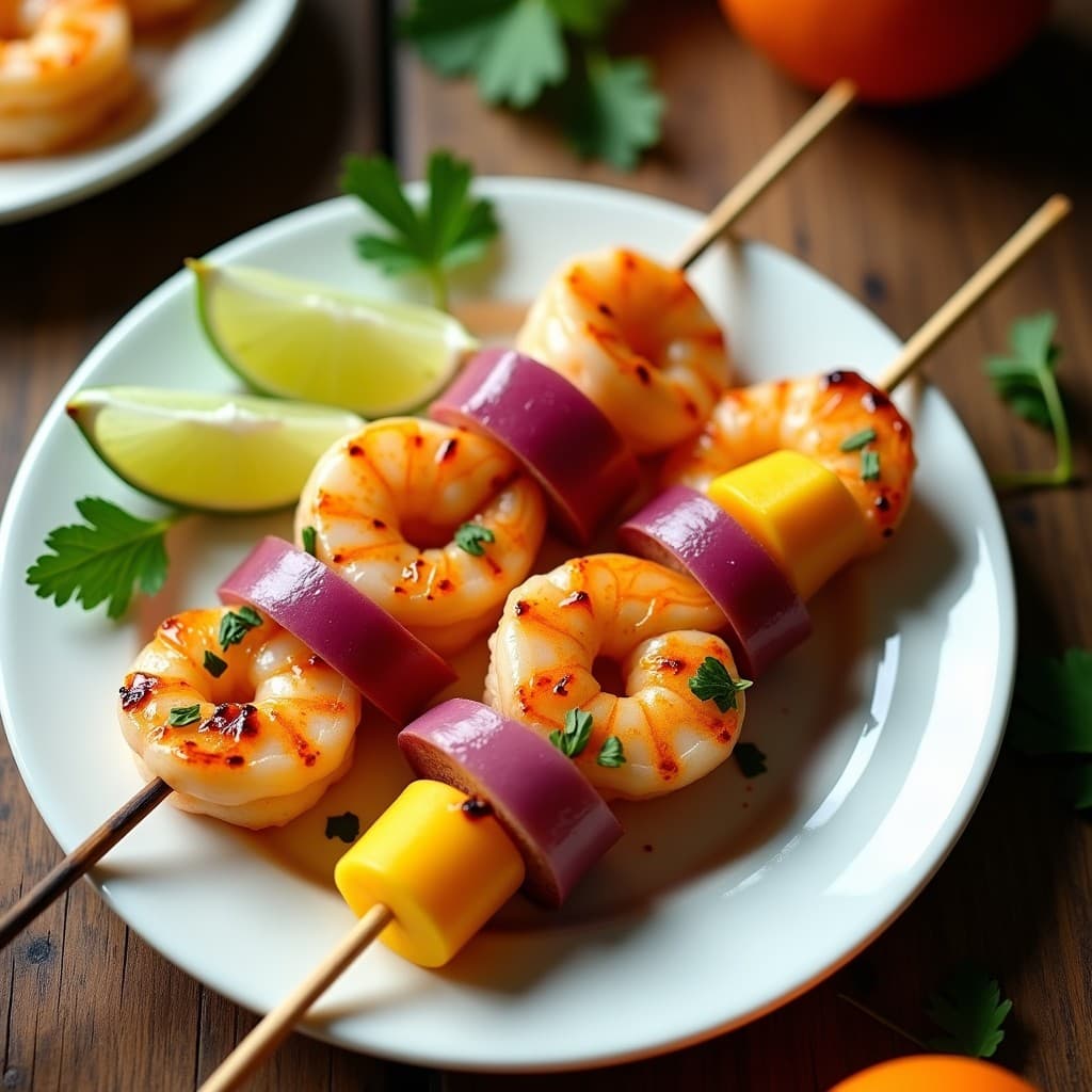 Brochetas de Camarones y Mango con Aderezo de Limón y Chile: Receta Vieta-Americana en Airfryer