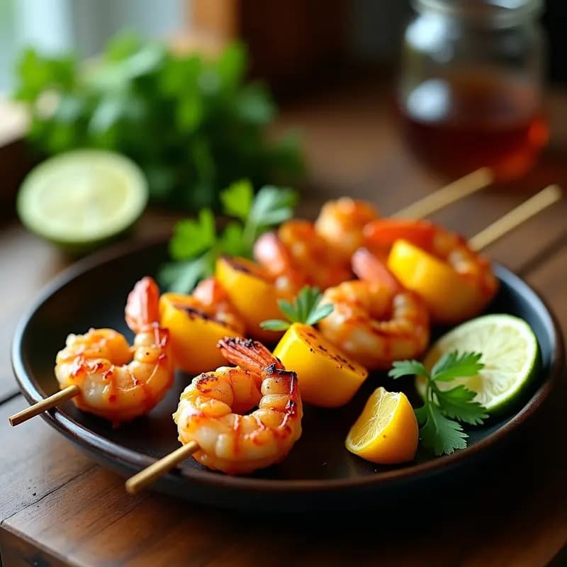 Brochetas de Camarones y Mango con Marinada de Limón y Cúrcuma: Receta Tailandesa en Airfryer