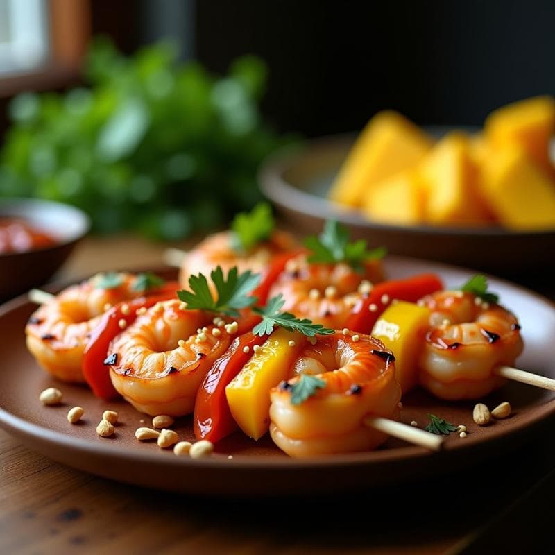 Brochetas de Camarones con Mango y Salsa de Chili: Receta en Airfryer con Toque Tailandés