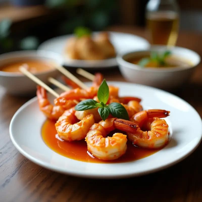 Brochetas de Camarones con Salsa de Tamarindo y Coco: Receta Vietnamita en Airfryer