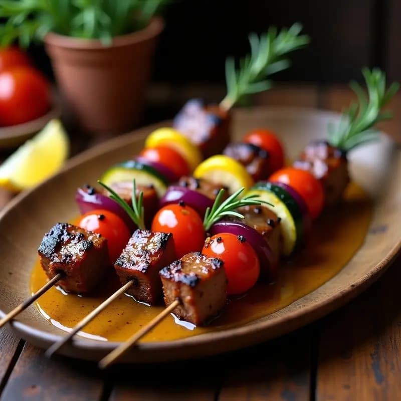 Brochetas de Carne de Canguro con Salsa de Miel y Mostaza: Receta Australiana Alta en Hierro