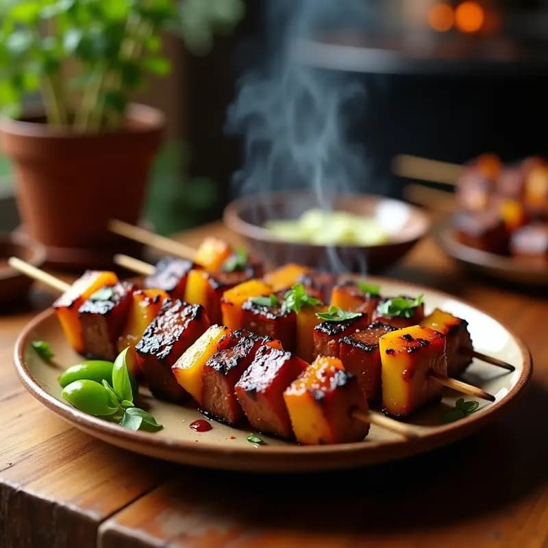 Brochetas de Carne Adobada con Piña y Pimiento: Receta Mexicana en Grill