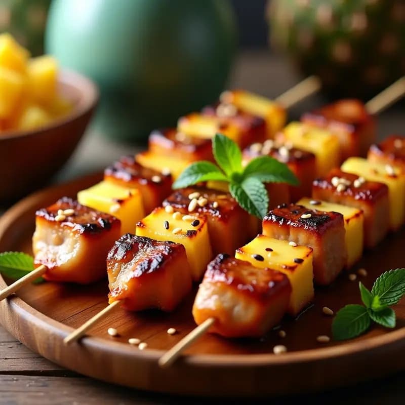 Brochetas de Carne y Piña al Estilo Hawaiano: Receta en Airfryer y Baja en Grasas