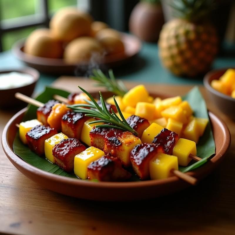 Brochetas de Cerdo Marinadas en Piña y Romero: Receta Peruana en Airfryer en 20 Minutos