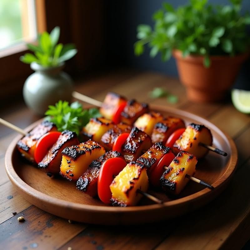 Brochetas de Cerdo Marinado en Piña y Cerveza Negra: Receta Cubana en Airfryer