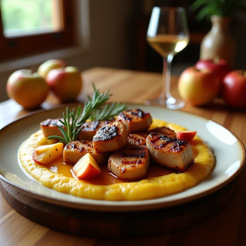 Brochetas de Cerdo Marinado en Sidra y Romero: Receta Española en Grill con Puré de Manzana