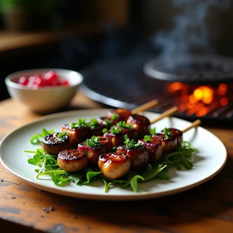 Brochetas de Champiñones Portobello y Melaza de Granada: Receta Persa en Grill