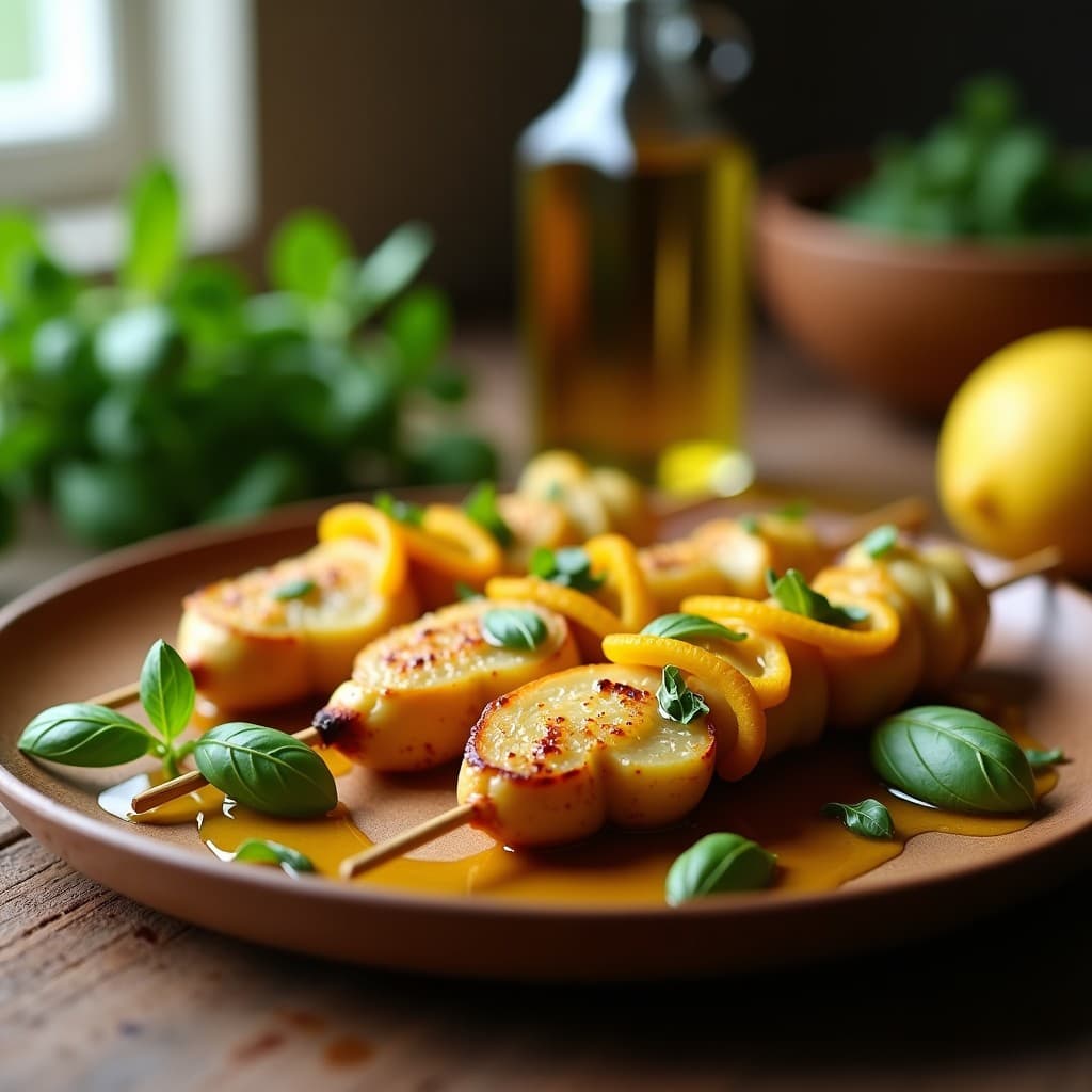 Brochetas de Corazón de Alcachofa y Limón Confitado: Receta Italiana Keto en Airfryer