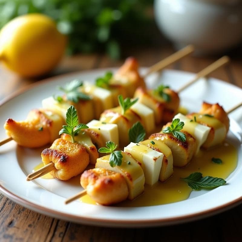 Brochetas de Corazón de Alcachofa y Queso de Cabra: Receta en Airfryer con Vinagreta de Limón y Ajo