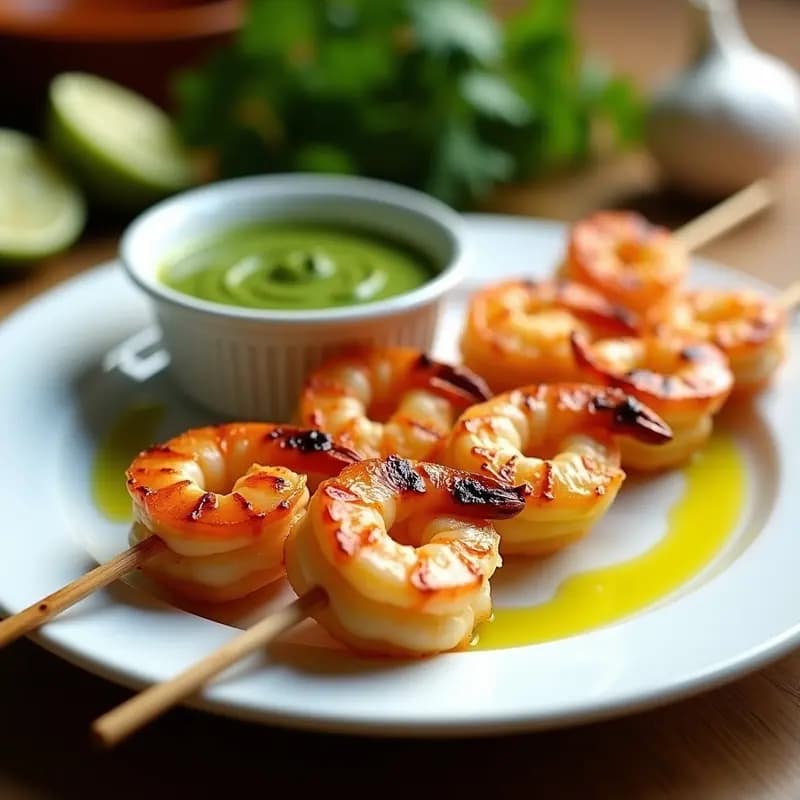 Brochetas de Corazón de Palma y Gambas con Mojo Verde: Aperitivo Canario en 15 Minutos