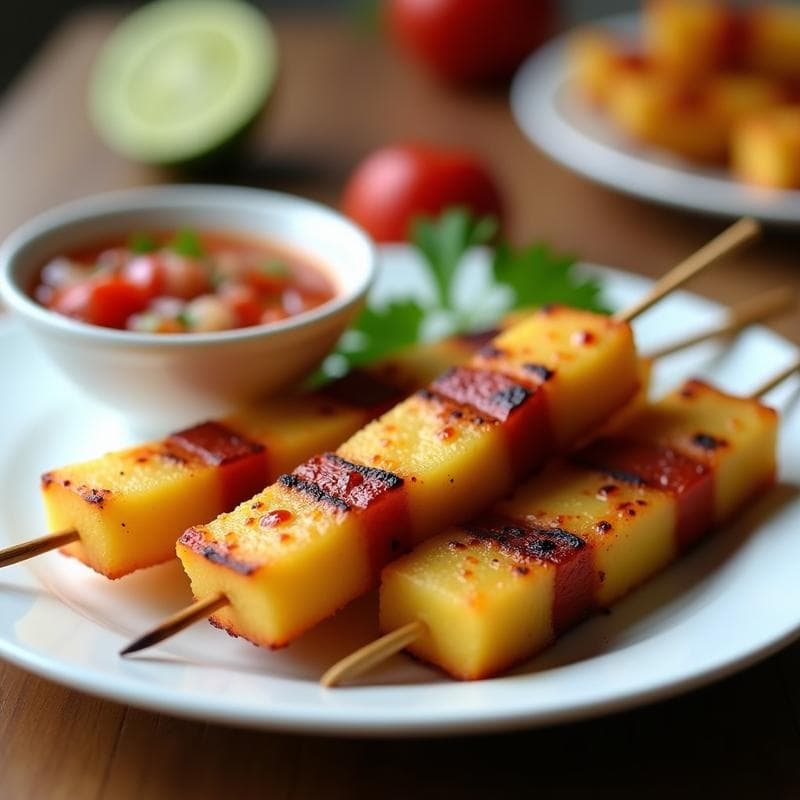 Brochetas de Corazón de Palma y Piña con Salsa de Sofrito: Receta Vegana en Airfryer
