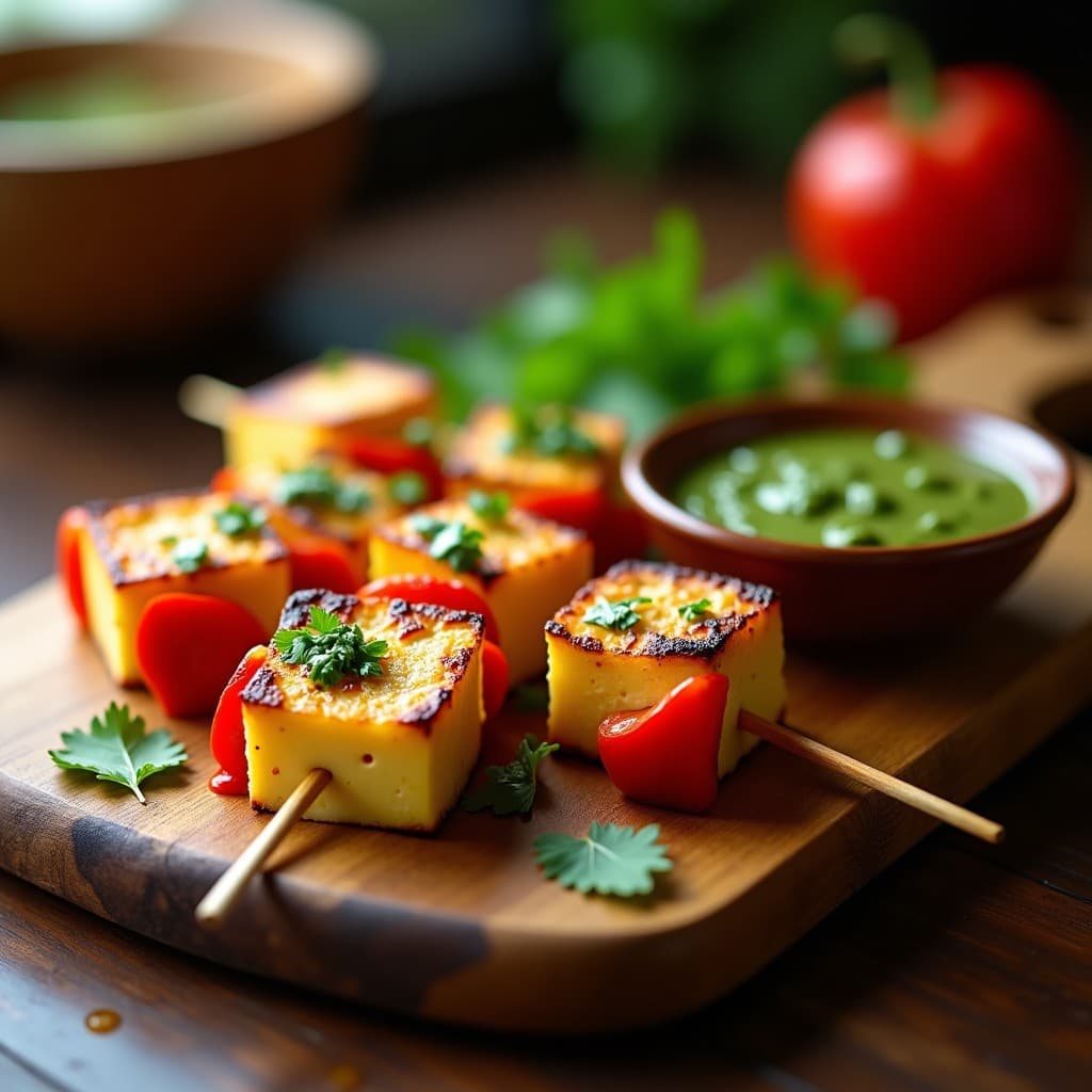 Brochetas de Corazón de Palma y Queso de Anacardos con Chimichurri: Receta Uruguaya Vegana