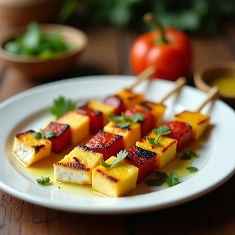 Brochetas de Corazón de Palma y Queso de Cabra: Entrante Brasileiro Gourmet en Grill en 10 Minutos