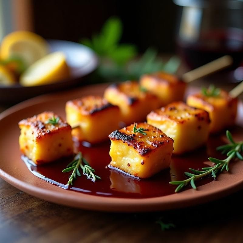 Brochetas de Corazón de Palmito y Provolone con Reducción de Vino Tinto: Receta Argentina en Airfryer
