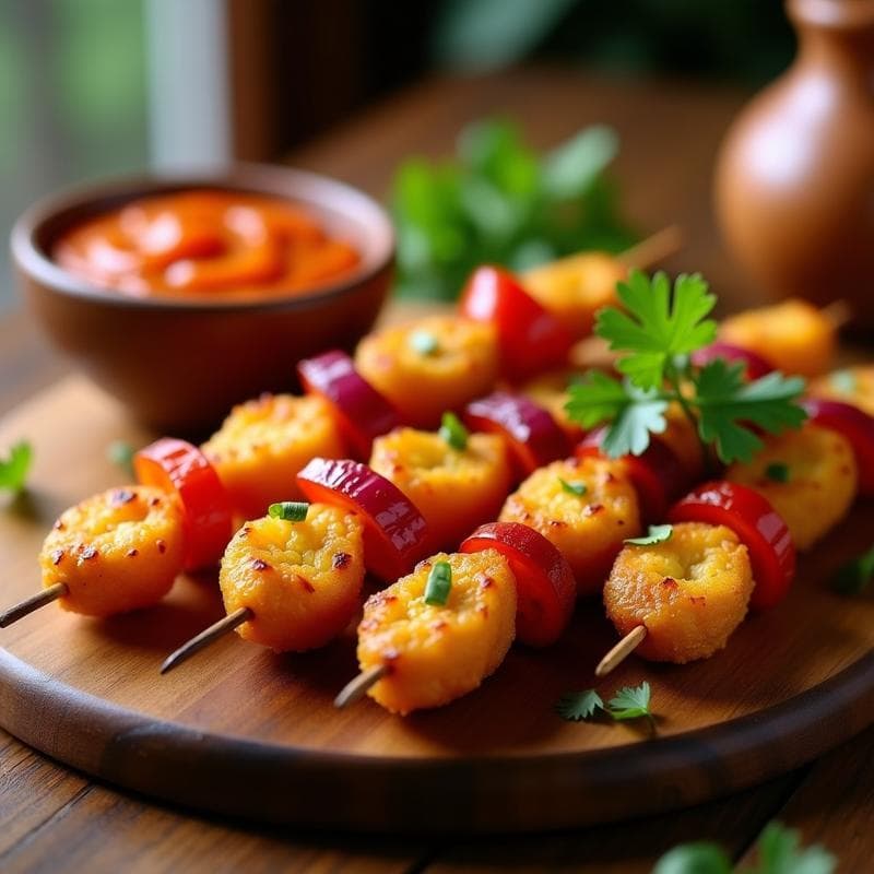 Brochetas de Corazón de Palmito con Salsa de Achiote: Receta Brasileña Vegana en Airfryer