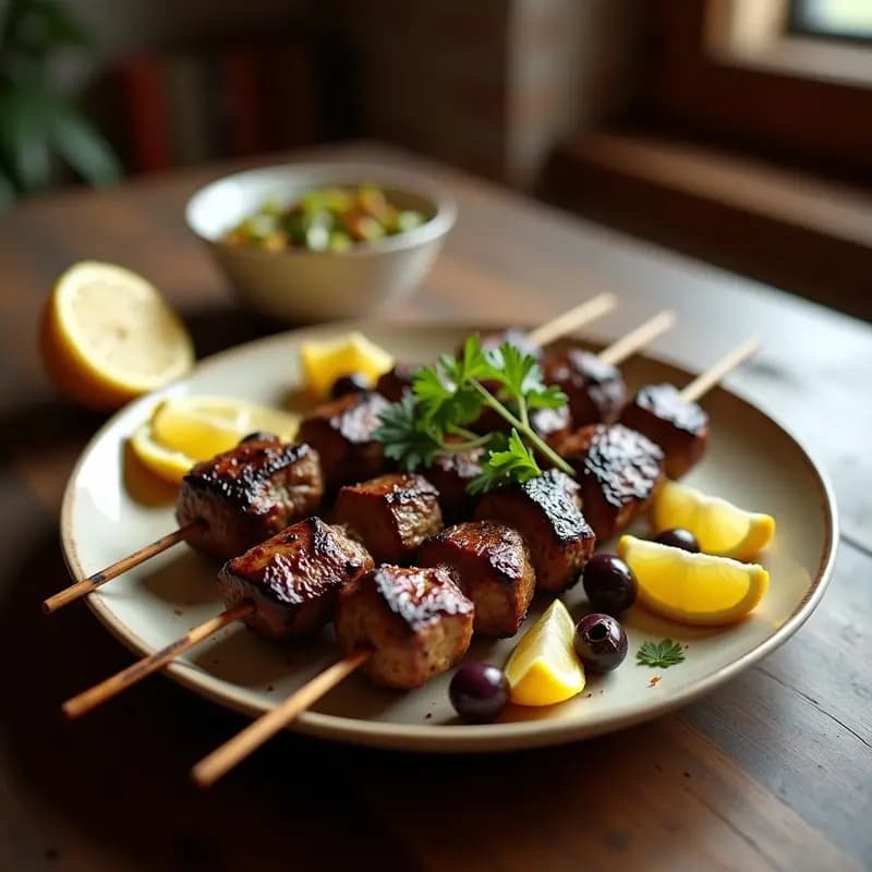 Brochetas de Cordero con Aceituna y Limón: Receta Marroquí en Grill con Toque Mediterráneo