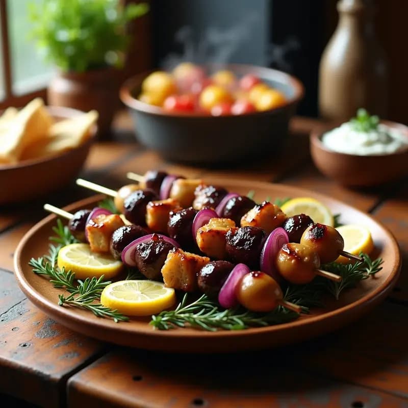 Brochetas de Cordero con Aceitunas Kalamata y Limón: Receta Griega en Barbacoa