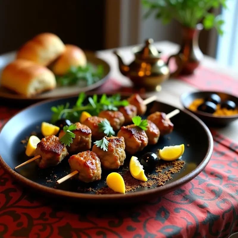 Brochetas Marroquíes de Cordero con Aceitunas y Limón Confitado: Receta en Airfryer