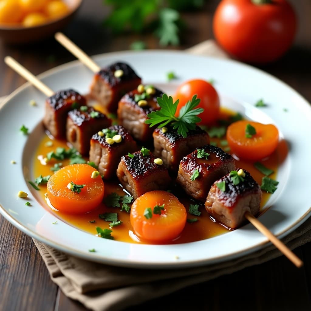 Brochetas de Cordero y Albaricoques con Glaseado de Granadina: Receta Iraní en Airfryer Gourmet