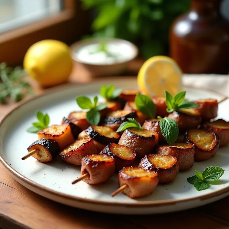 Brochetas de Cordero y Berenjena: Receta Griega en Airfryer con Toque a Limón