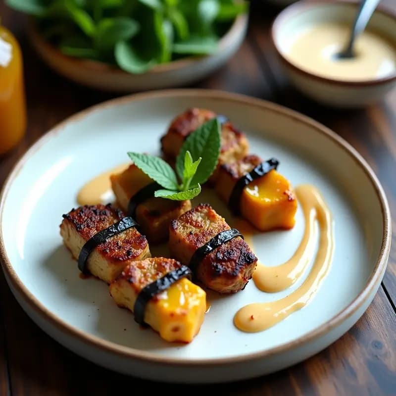 Brochetas de Cordero con Berenjenas y Tahini: Receta Griega en Airfryer y Alta en Proteína