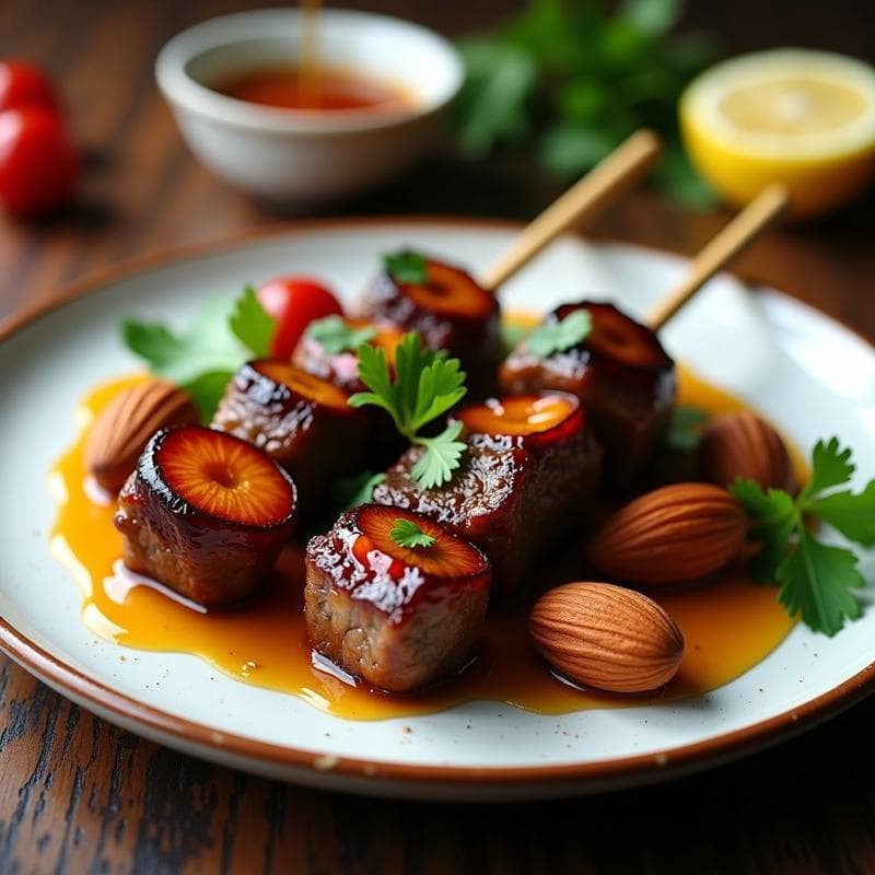 Brochetas de Cordero con Ciruelas y Almendras: Receta Persa en Airfryer con Toque Dulce