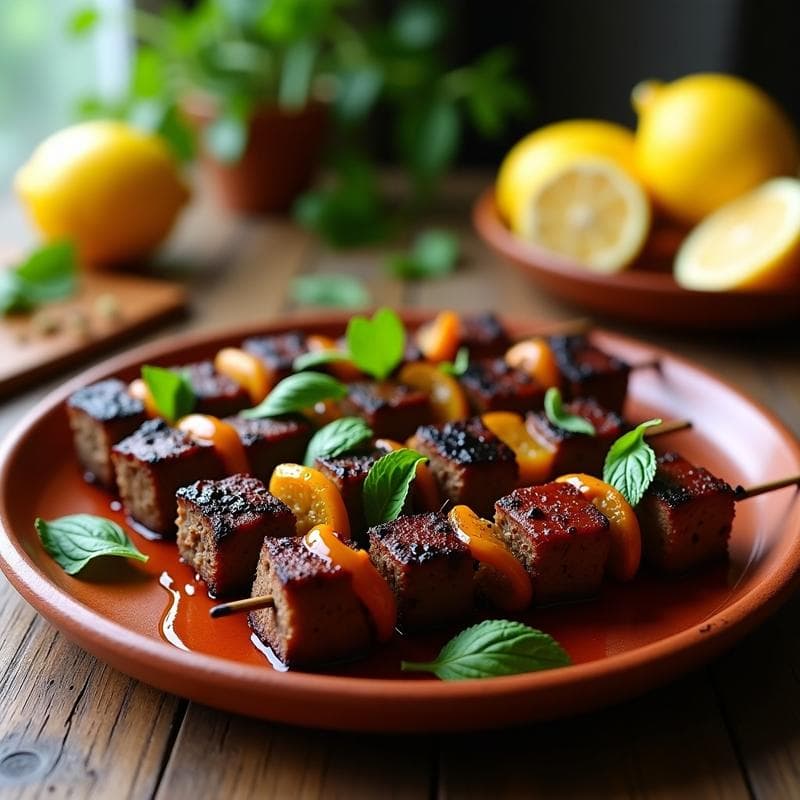 Brochetas de Cordero con Ciruelas Pasas y Menta: Receta Marroquí en Airfryer Alta en Hierro