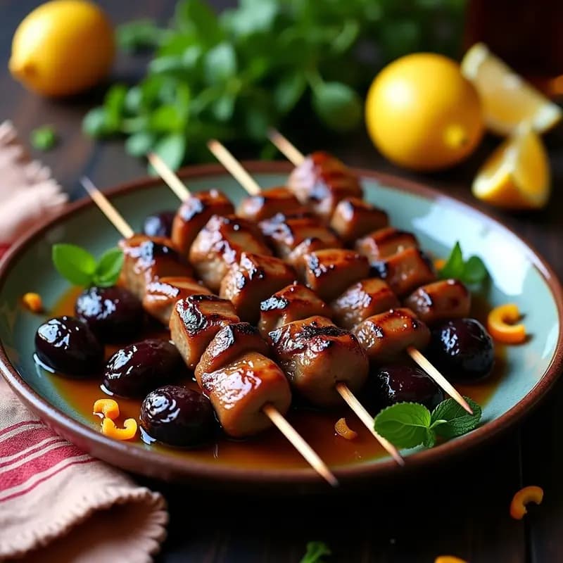 Brochetas de Cordero con Ciruelas y Mentas: Receta Marocí Tradicional en Grill