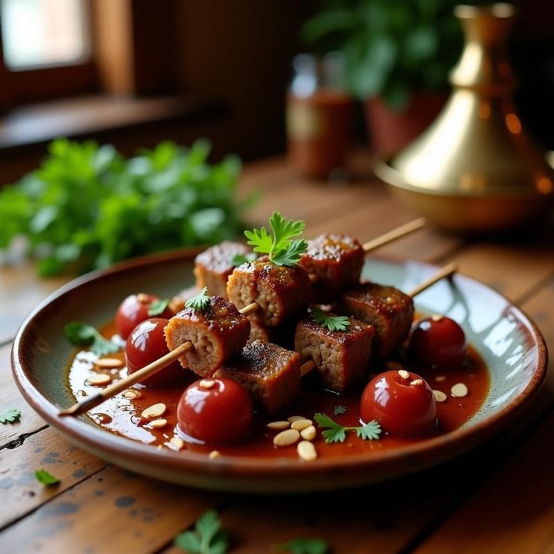 Brochetas de Cordero con Ciruelas y Miel: Receta en Olla Express con Especias Marroquíes