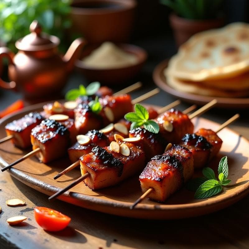 Brochetas de Cordero con Ciruelas y Miel: Receta Marroquí en Grill con Especias Ras el Hanout