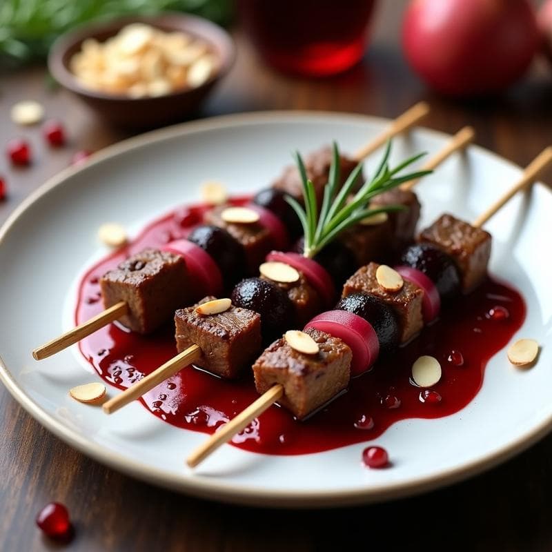 Brochetas de Cordero con Ciruelas y Romero: Receta en Olla Express con Salsa de Granado