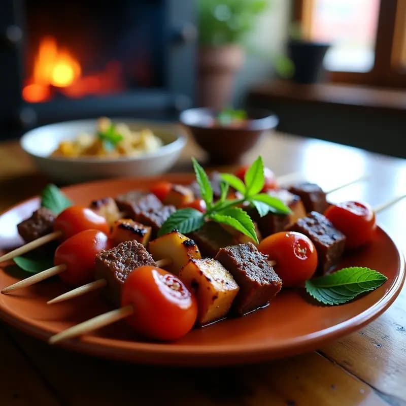 Brochetas Marroquíes de Cordero y Ciruelas con Ras el Hanout: Receta en Parrilla Alta en Hierro